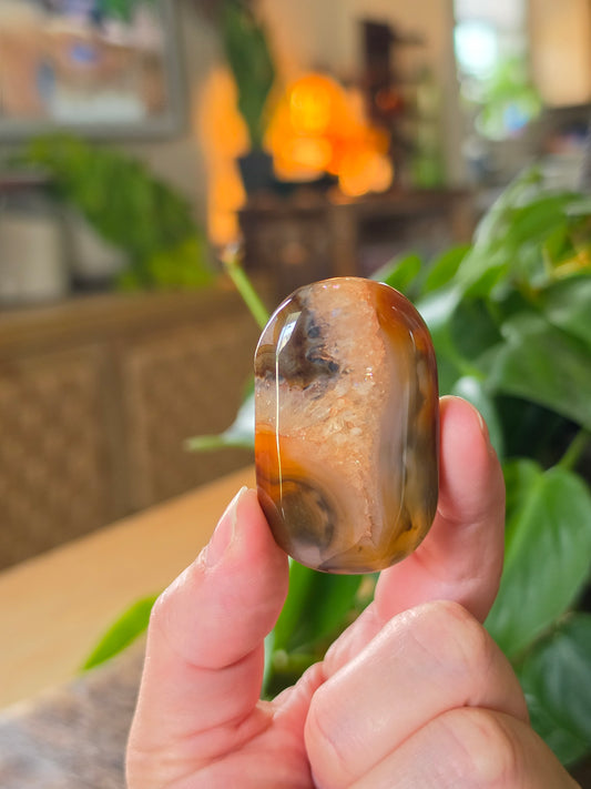 Carnelian Agate Palm Stone "D"