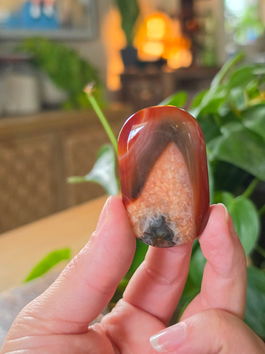 Carnelian Agate Palm Stone "I"