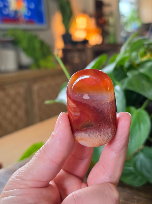 Carnelian Agate Palm Stone "J"