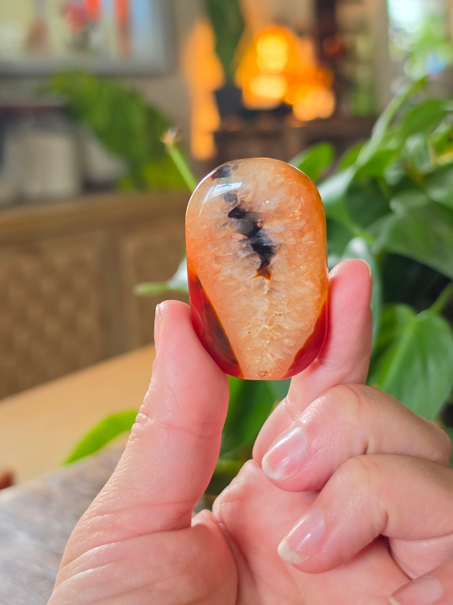 Carnelian Agate Palm Stone "K"