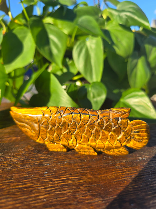 Tiger's Eye Fish Carving "C"