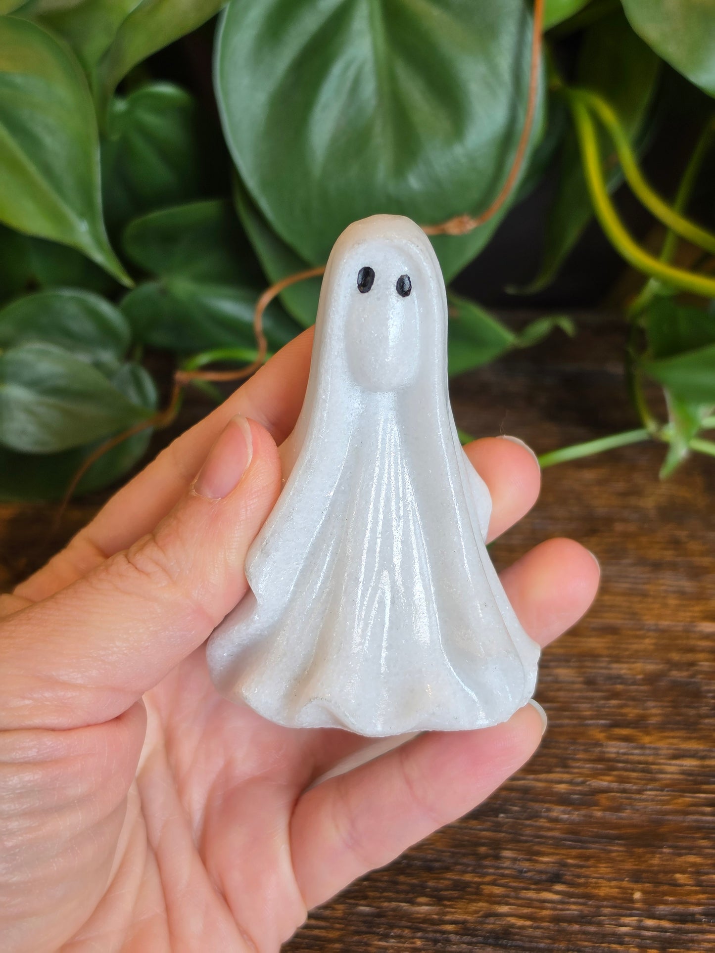 Calcite Marble Crystal Halloween Ghost Carving (One Piece)