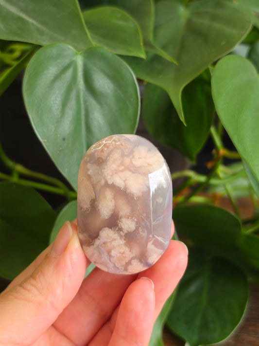 Flower Agate Crystal Palm Stone "A"