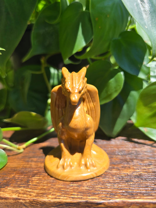 Yellow Jasper Crystal Dragon Carving