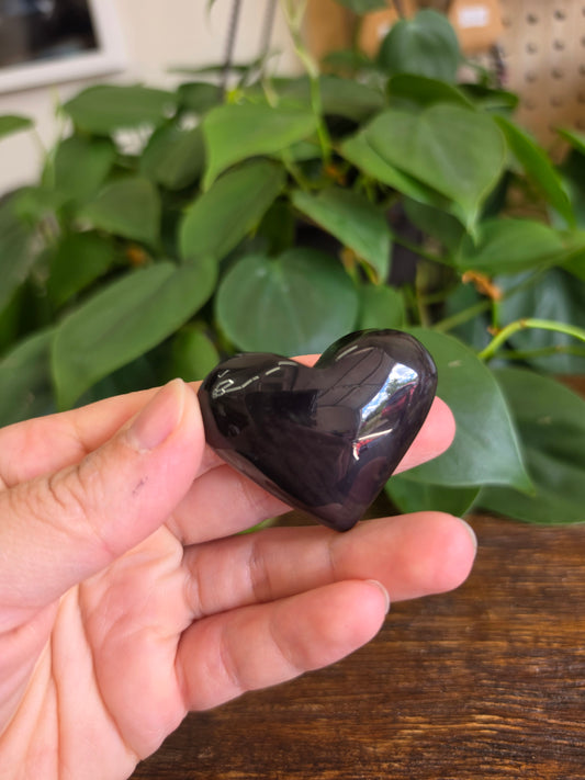 Rainbow Obsidian Crystal Heart Carving