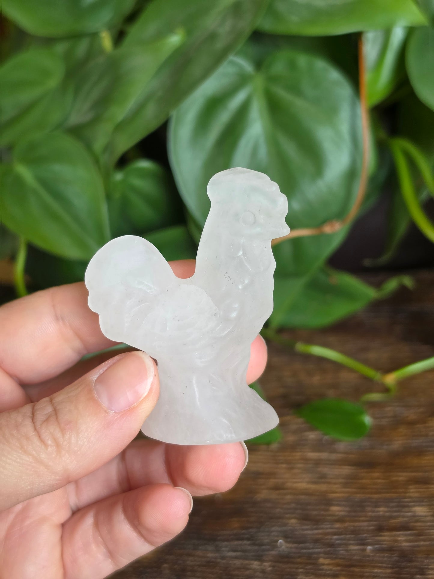 Clear Quartz Crystal Rooster Chicken Carving