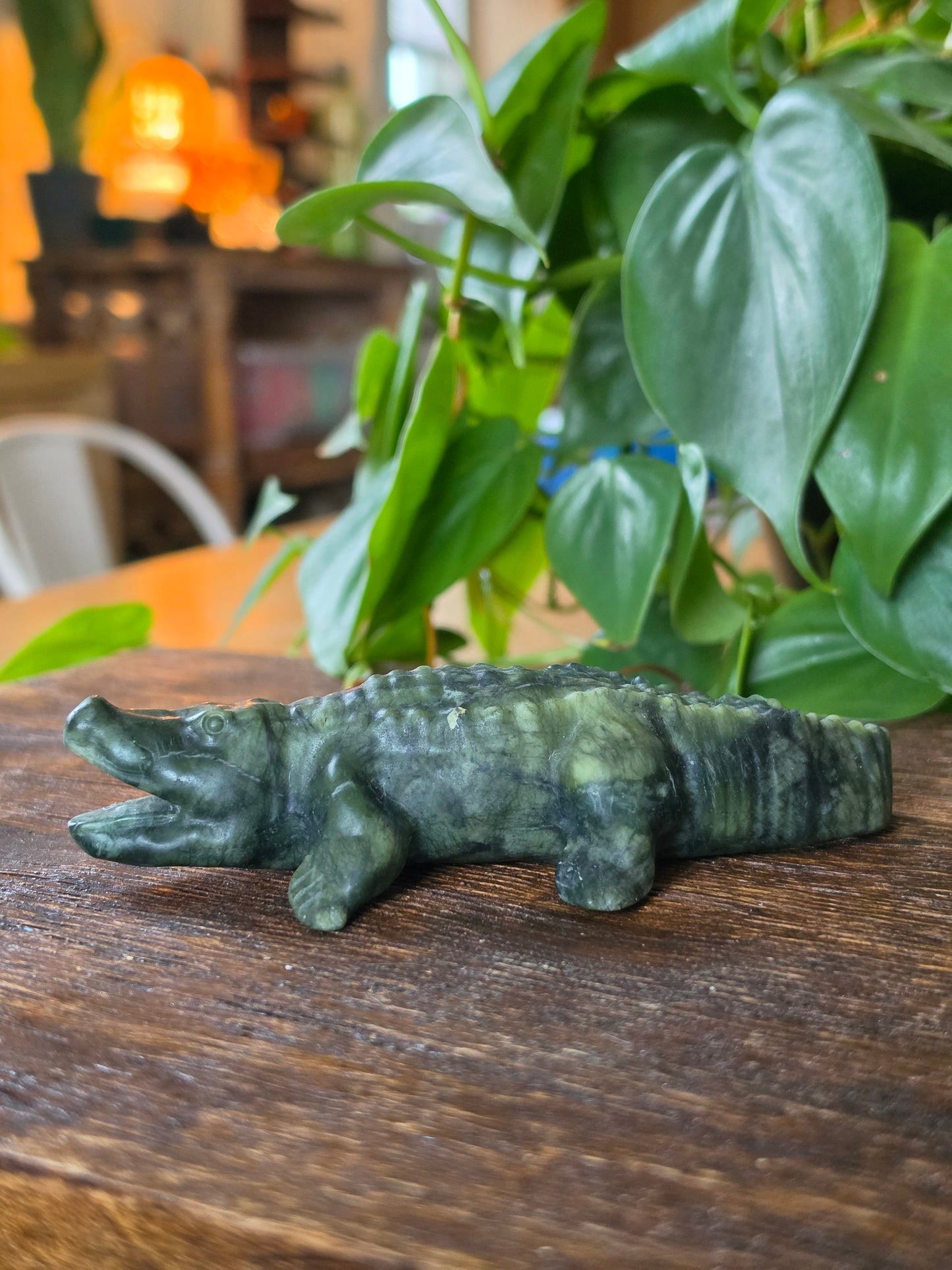 Serpentine Alligator Carving