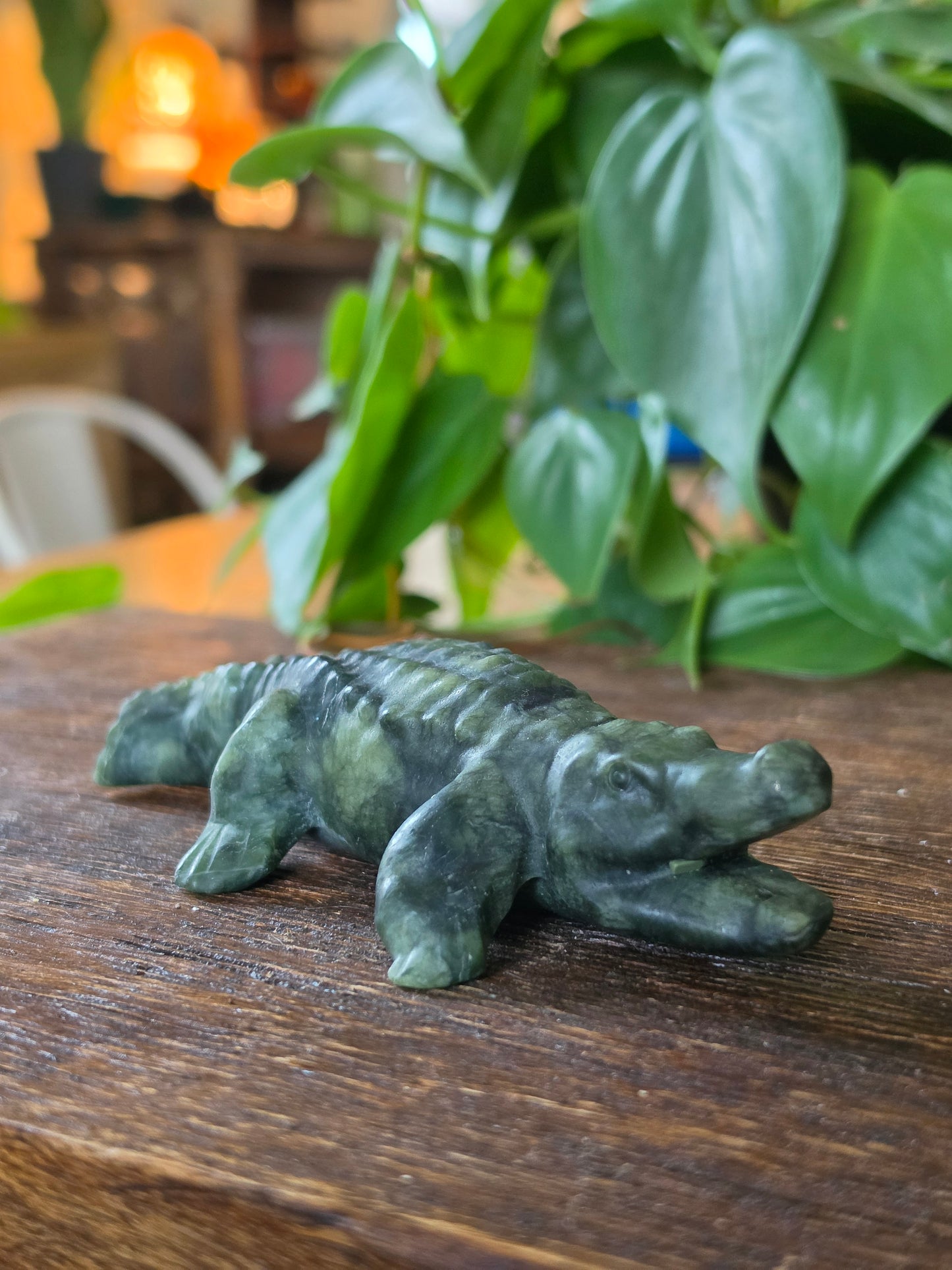 Serpentine Alligator Carving