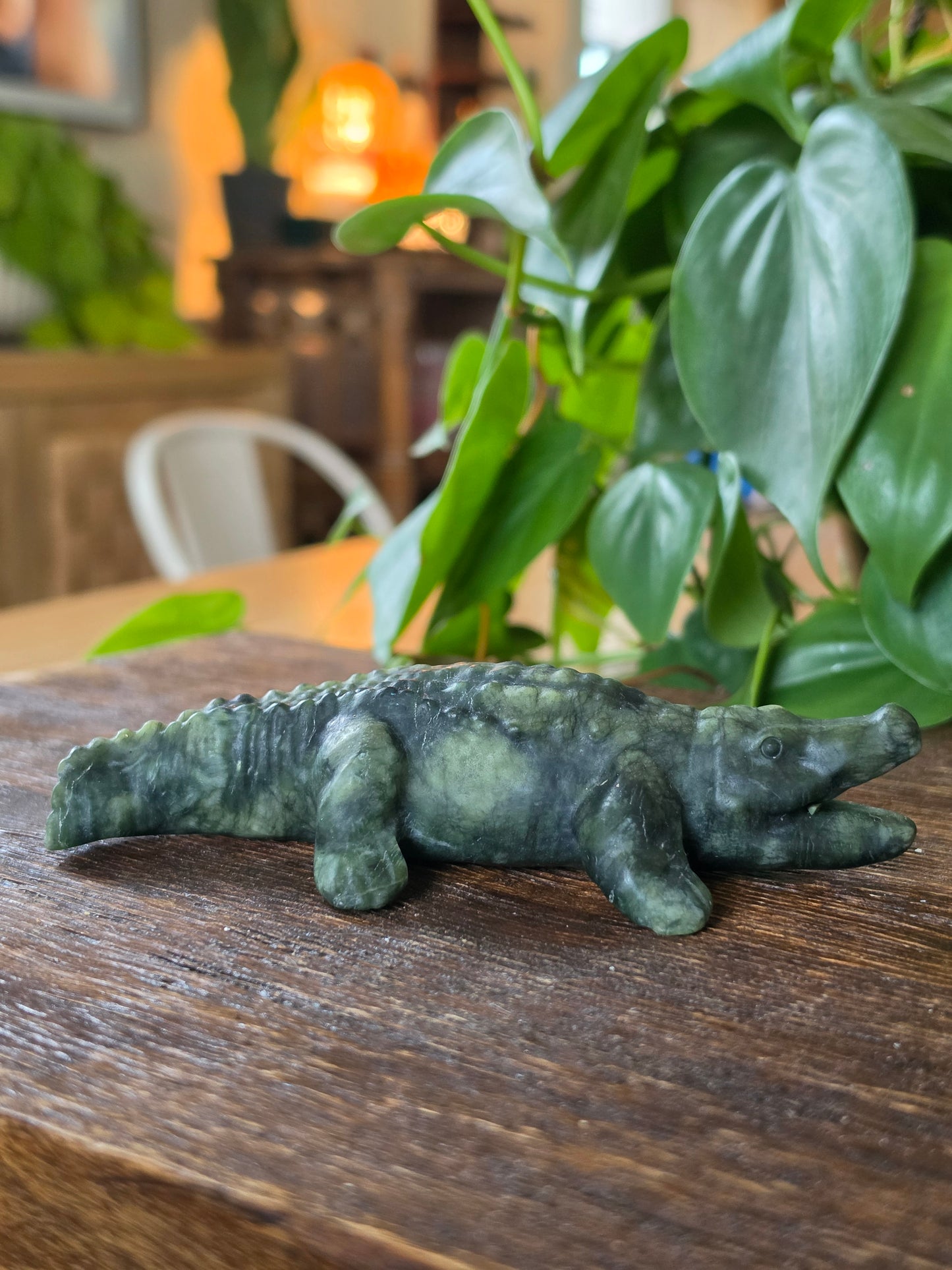 Serpentine Alligator Carving