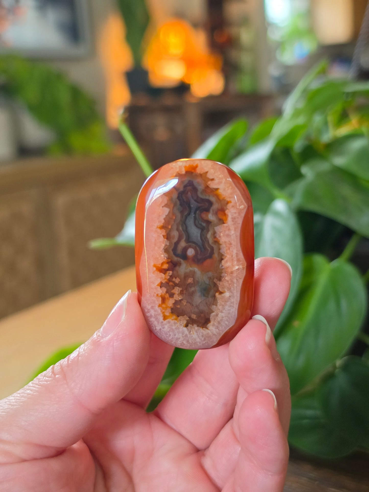 Carnelian Agate Palm Stone "A"