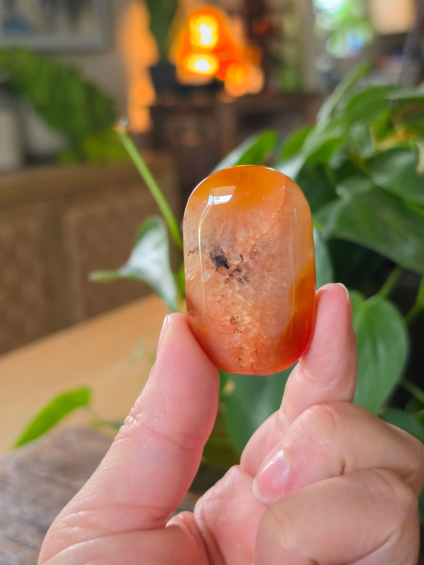 Carnelian Agate Palm Stone "E"