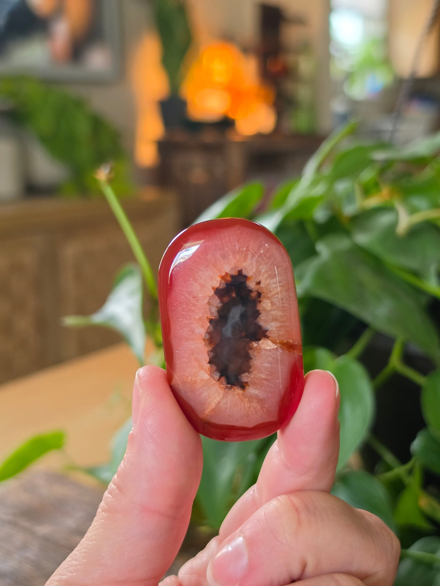 Carnelian Agate Palm Stone "G"