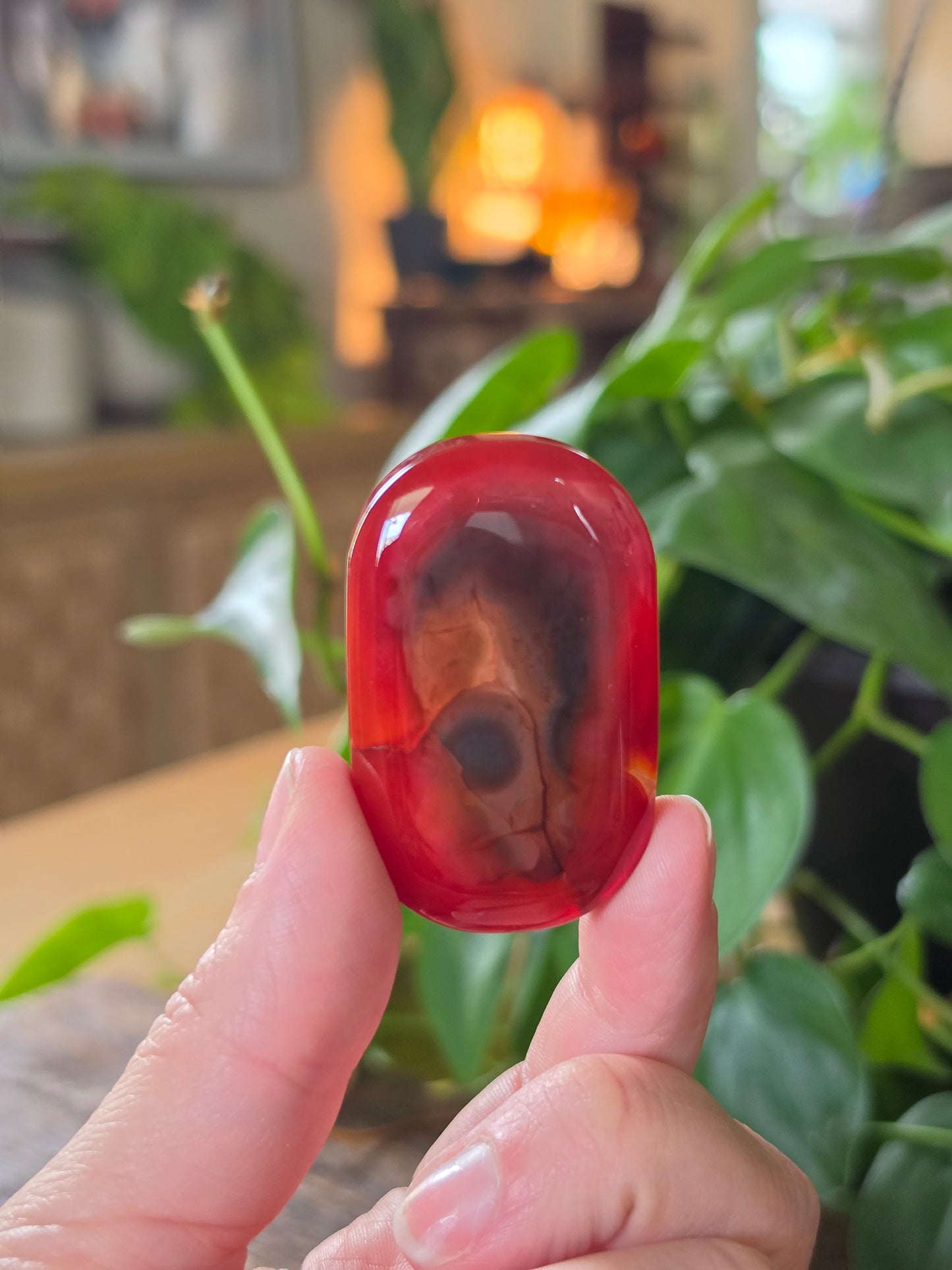 Carnelian Agate Palm Stone "G"
