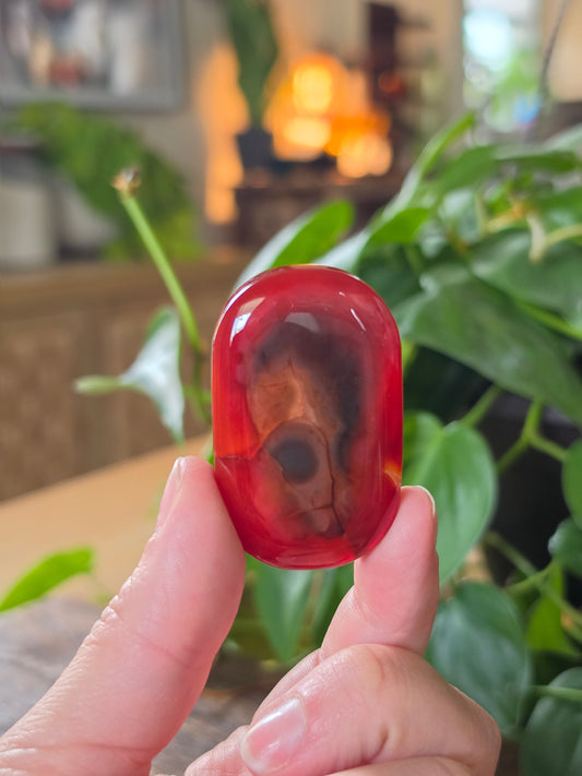 Carnelian Agate Palm Stone "G"