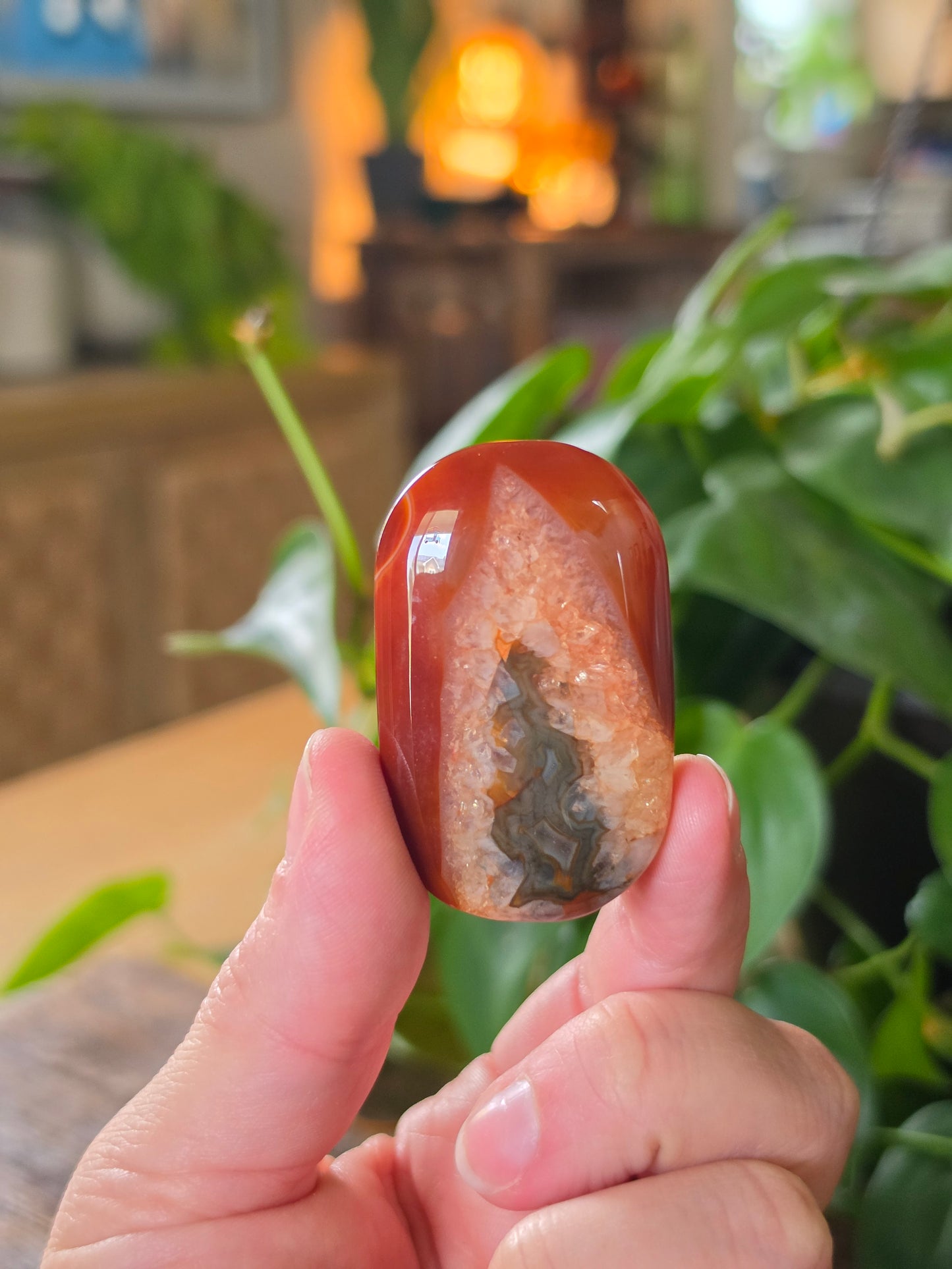 Carnelian Agate Palm Stone "I"