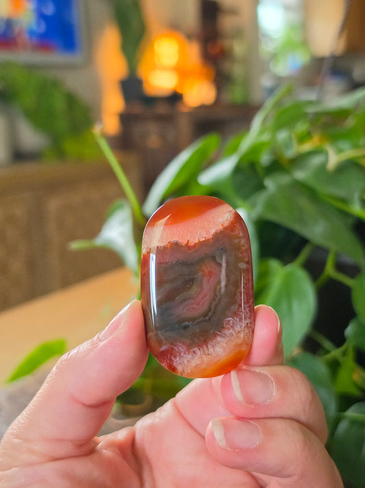 Carnelian Agate Palm Stone "J"