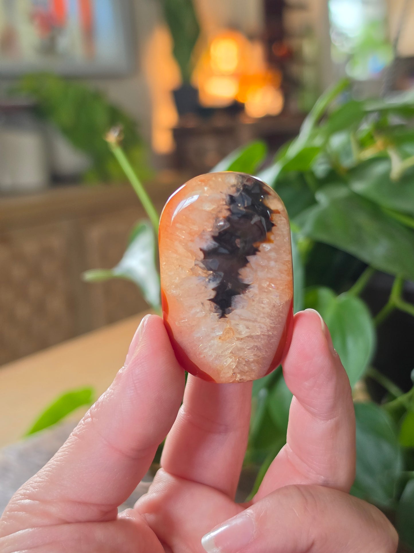 Carnelian Agate Palm Stone "K"