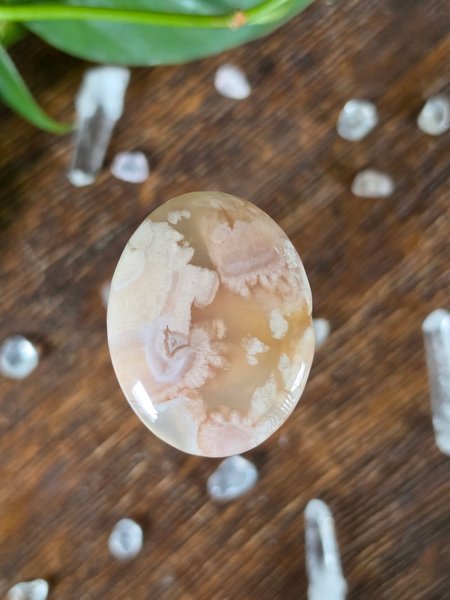 Flower Agate Worry Stone "F"