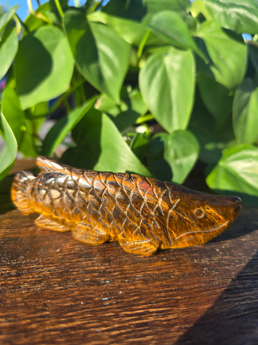 Tiger's Eye Fish Carving "C"