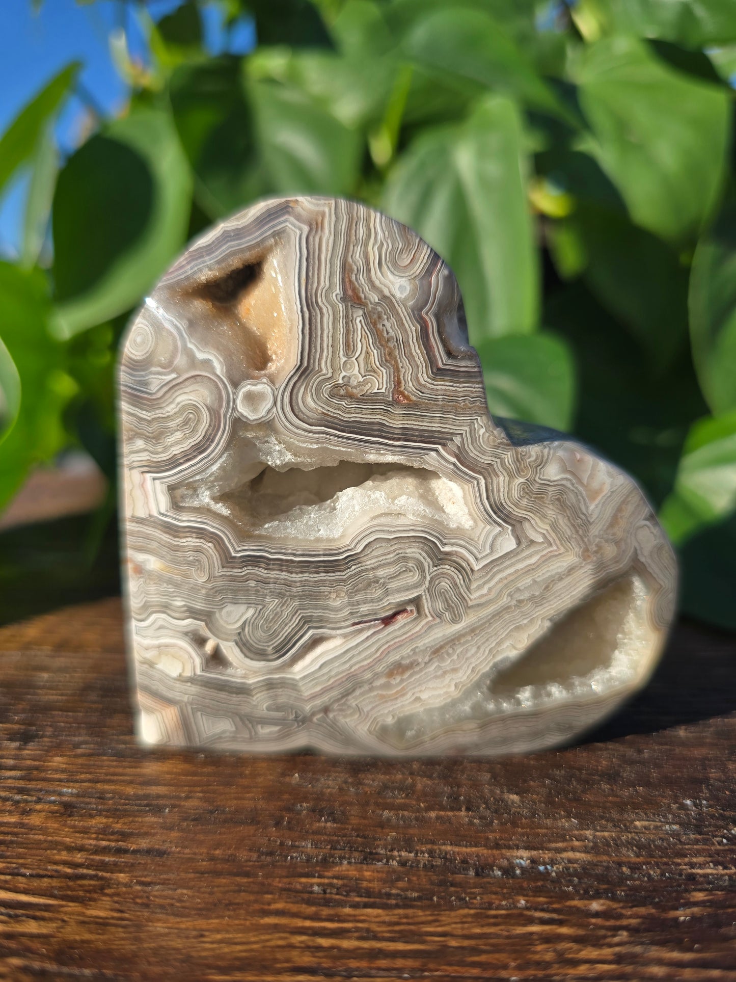 Mexican Crazy Lace Agate Crystal Heart Carving "A"