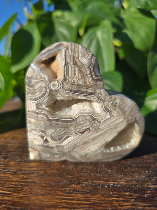 Mexican Crazy Lace Agate Crystal Heart Carving "A"