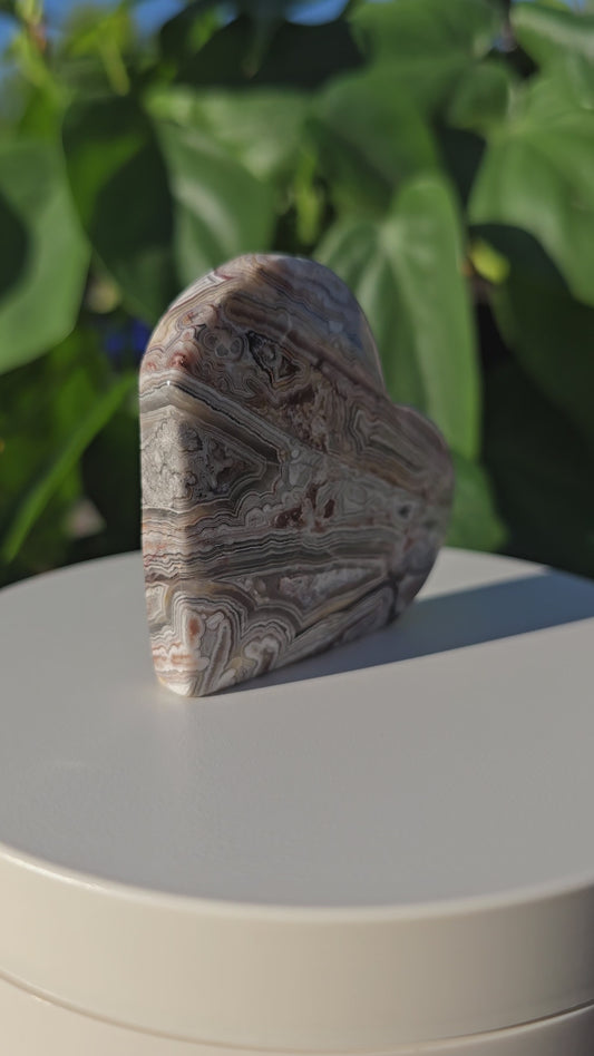 Mexican Crazy Lace Agate Crystal Heart Carving "B"