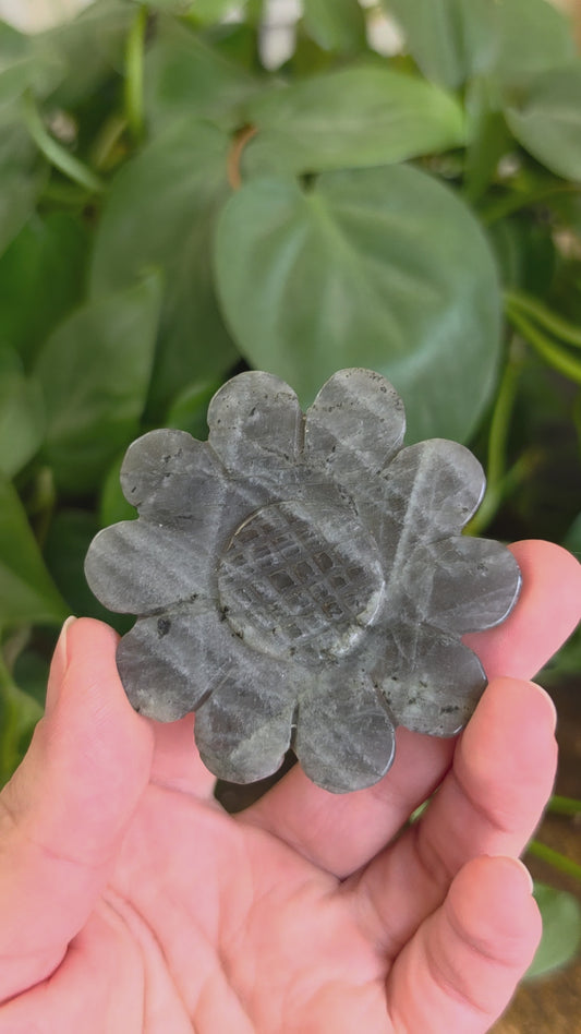 Labradorite Sunflower Carving
