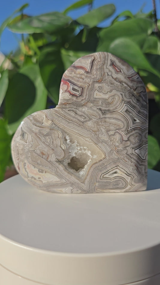 Mexican Crazy Lace Agate Crystal Heart Carving "A"