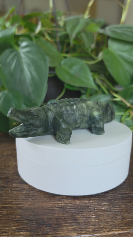 Serpentine Alligator Carving