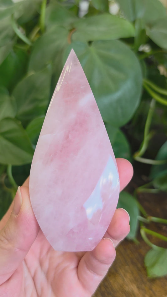 Rose Quartz Flipper Carving "C"