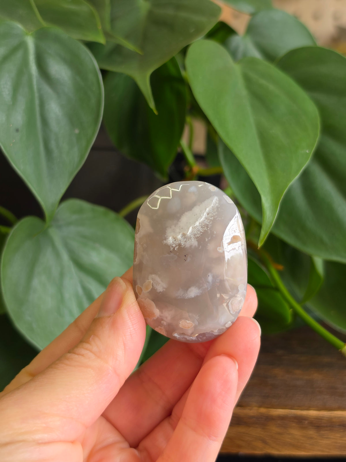 Flower Agate Crystal Palm Stone "B"