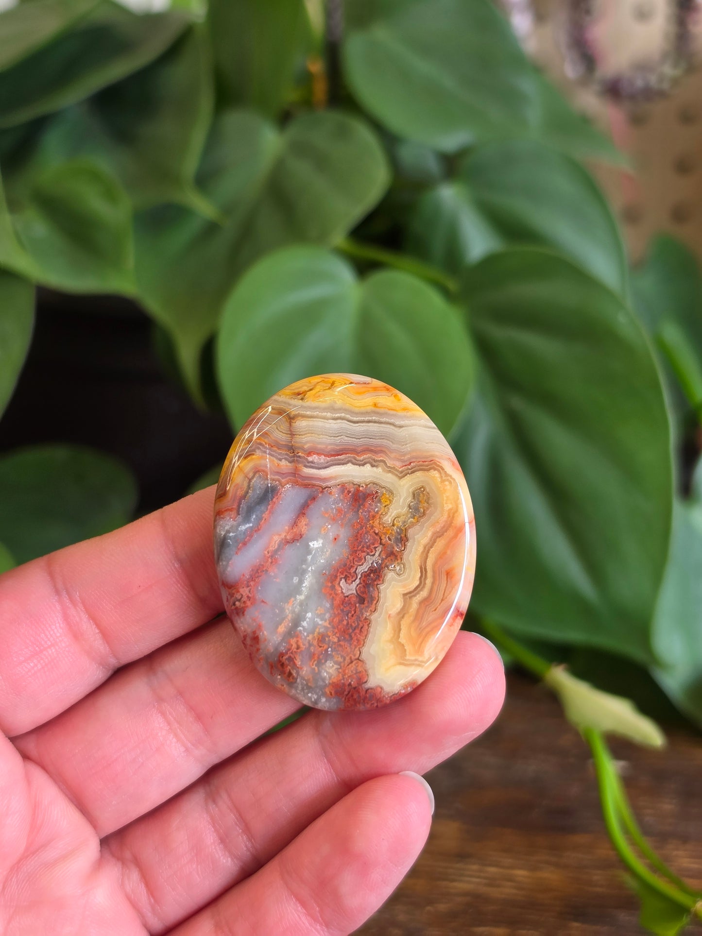 Mexican Crazy Lace Agate Crystal Worry Stone