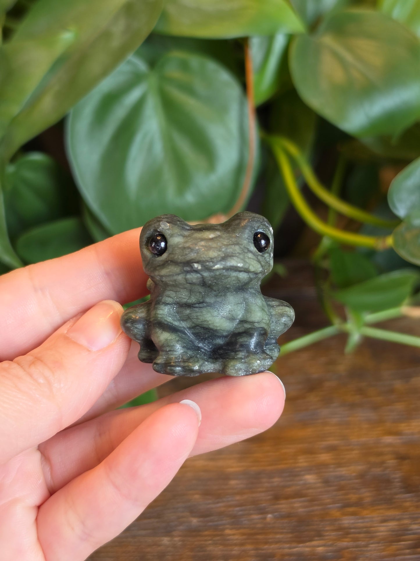 Serpentine Crystal Frog Carving (One Piece)