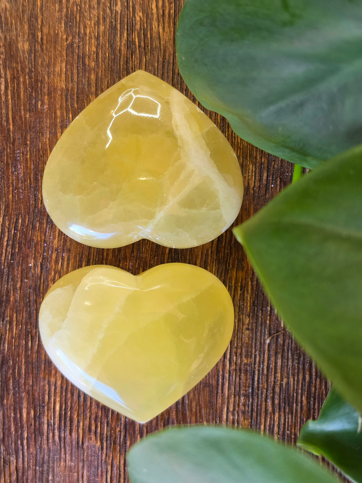 Lemon Calcite Crystal Heart Carving