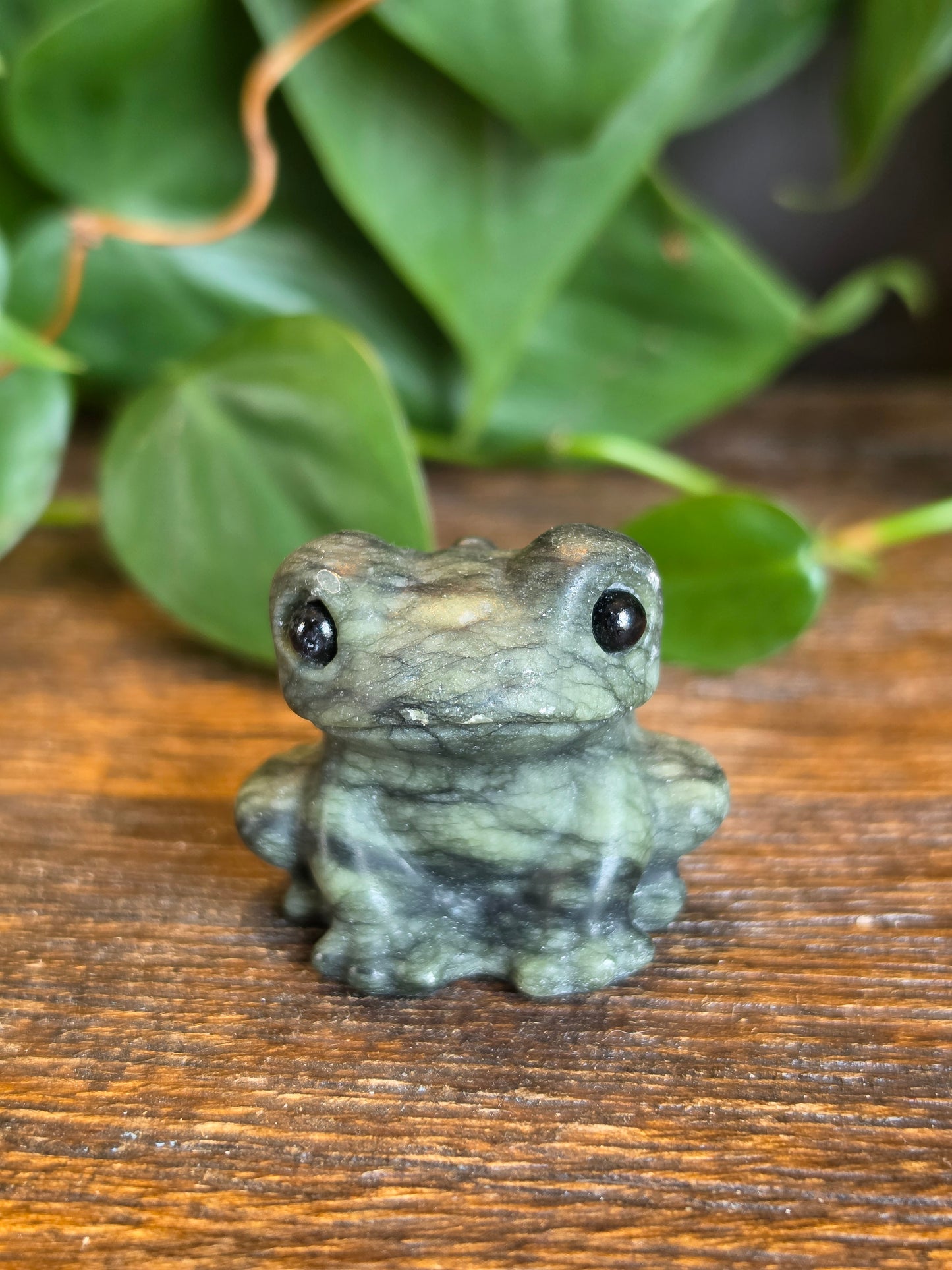 Serpentine Crystal Frog Carving (One Piece)