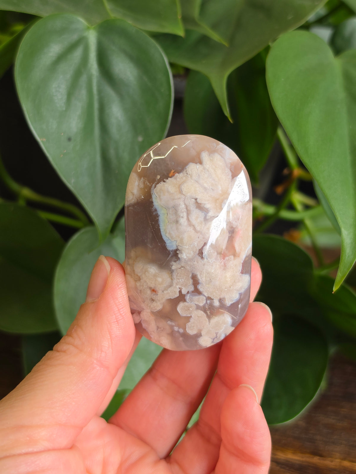 Flower Agate Crystal Palm Stone "C"