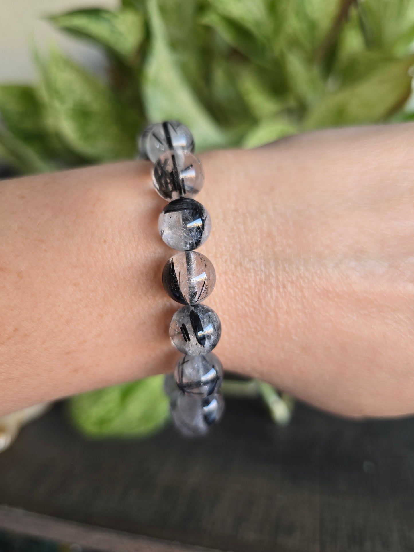 Black Rutilated Quartz Stretch Bracelet