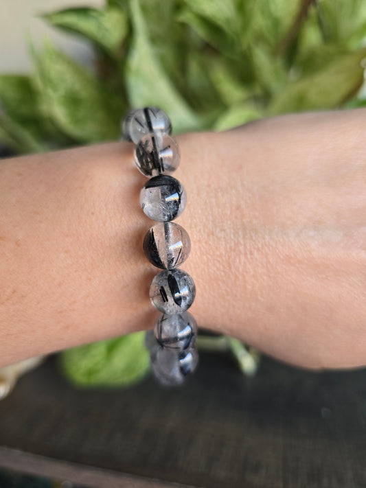 Black Rutilated Quartz Stretch Bracelet