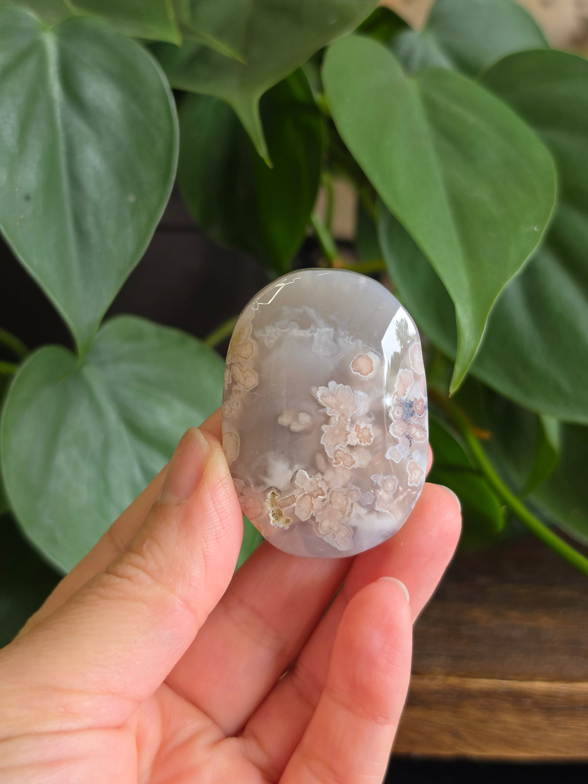 Flower Agate Crystal Palm Stone "B"