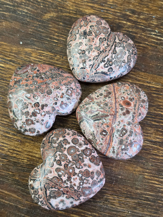 Leopard Skin Jasper Crystal Heart Carving