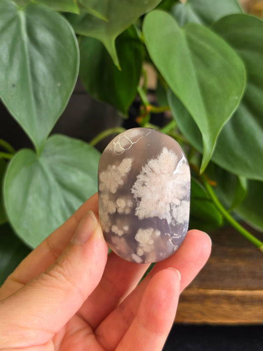 Flower Agate Crystal Palm Stone "C"
