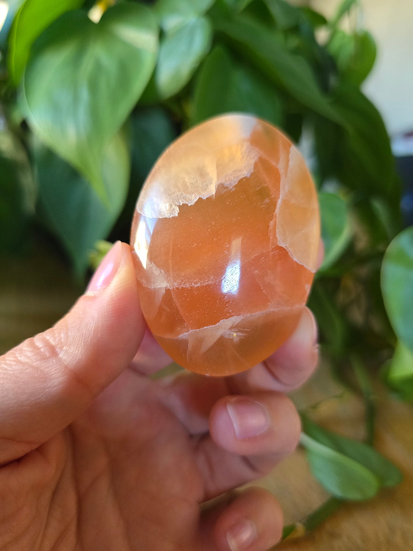 Honey Calcite Palm Stone