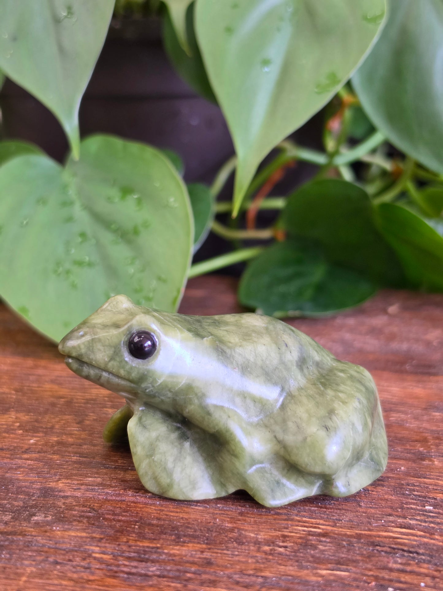 Serpentine Crystal Frog Carving