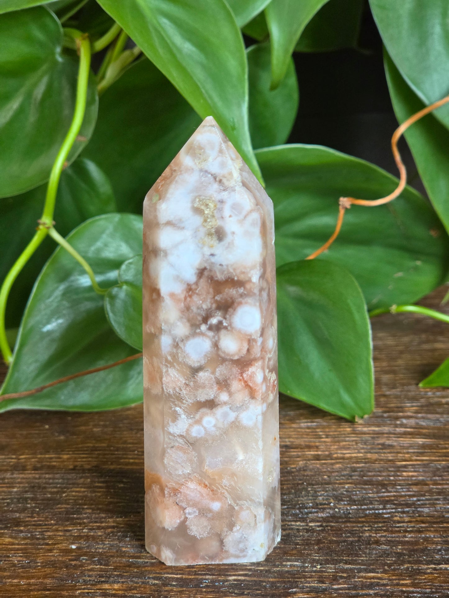 Flower Agate Crystal Point Tower "H"