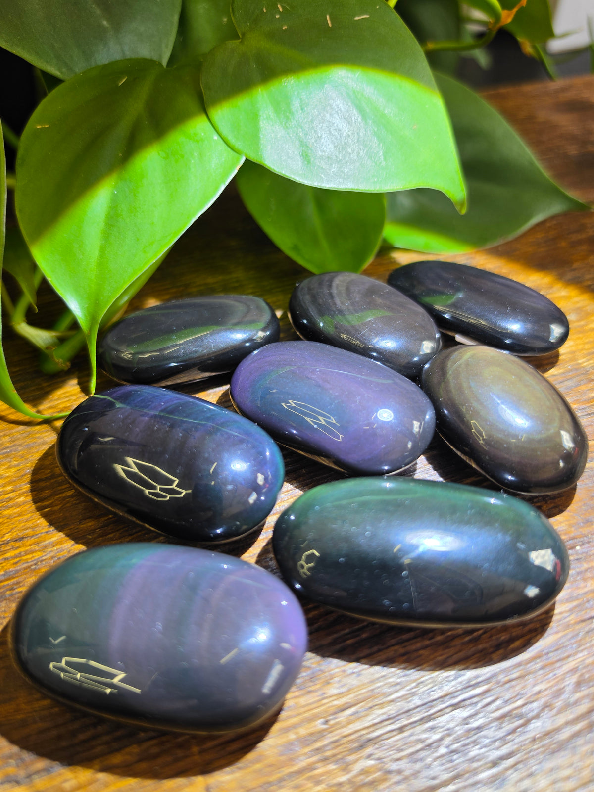 Rainbow Obsidian Crystal Palm Stone (One Piece)