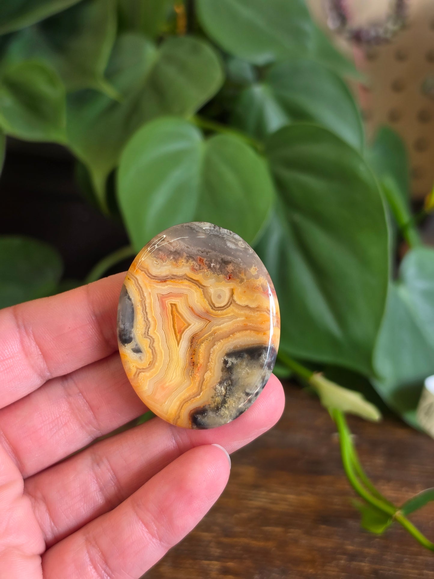 Mexican Crazy Lace Agate Crystal Worry Stone