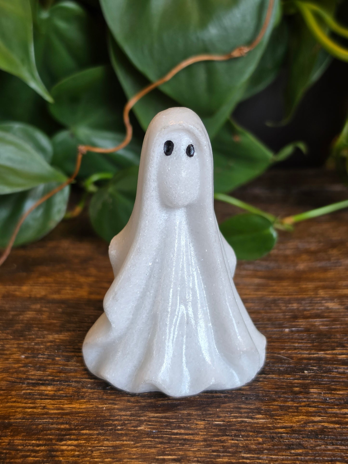 Calcite Marble Crystal Halloween Ghost Carving (One Piece)