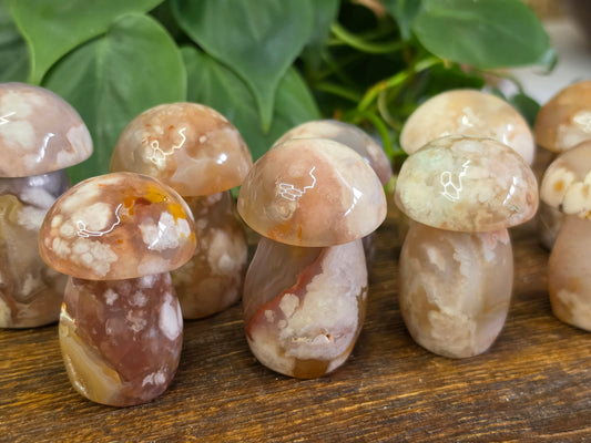 Flower Agate Mushroom Carving