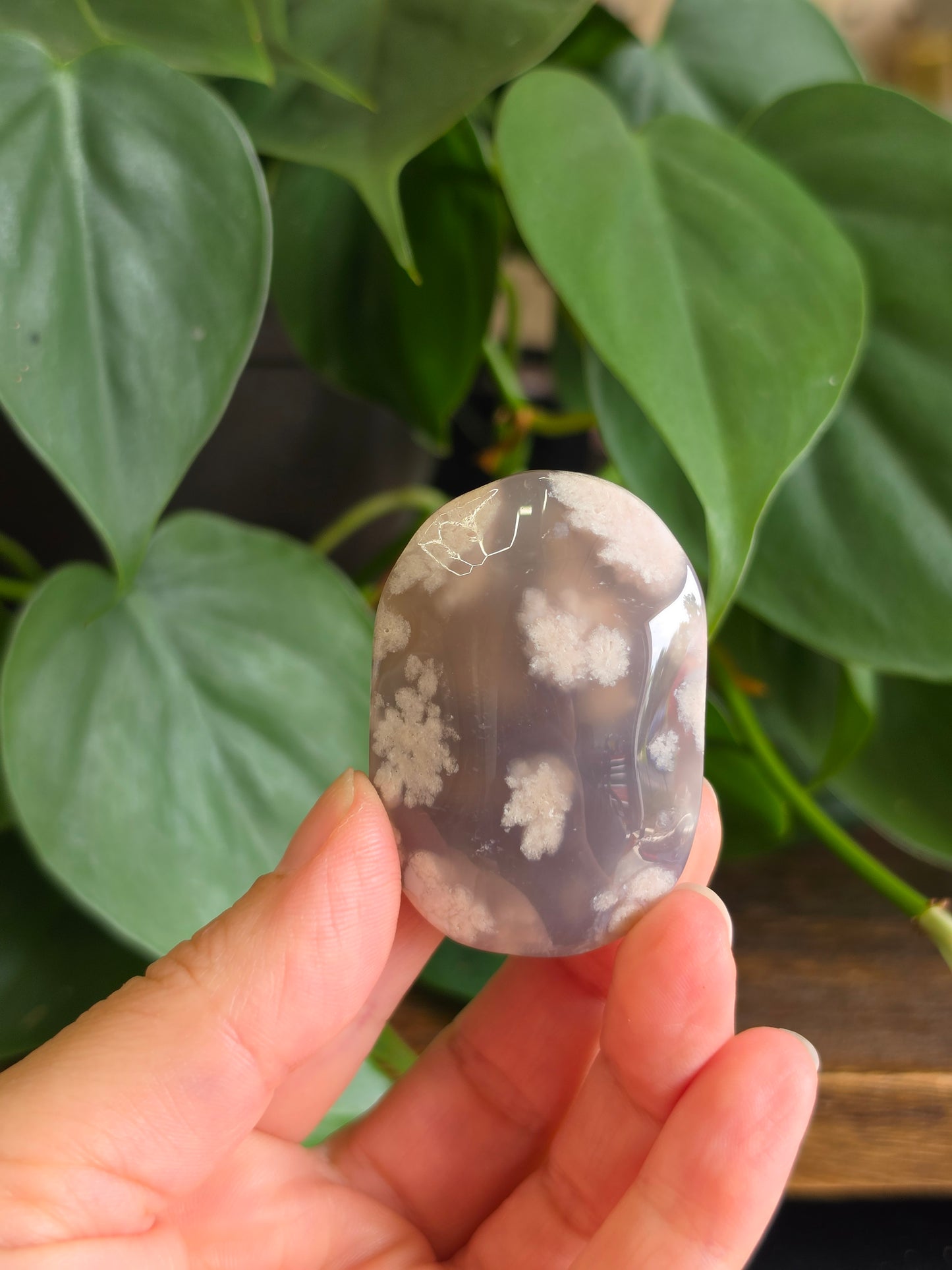 Flower Agate Crystal Palm Stone "C"