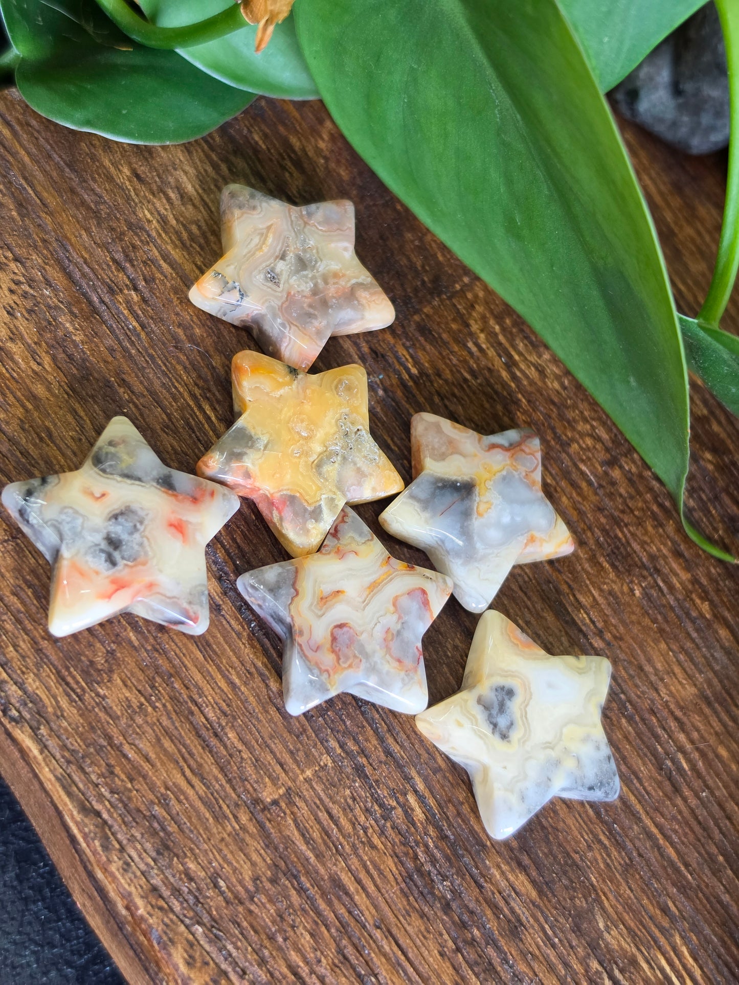 Crazy Lace Agate Crystal Star Carving (One Piece)